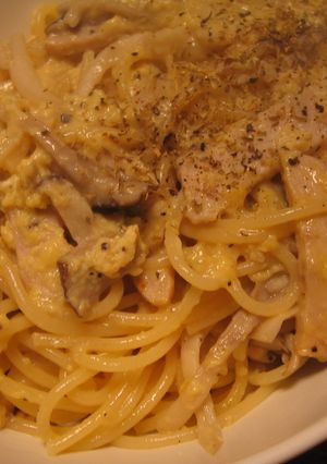鶏ハム＆きのこで☆ヘルシーカルボナーラ♪-レシピのメイン写真