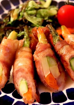 豚ばら肉で甘辛肉巻き✧-レシピのメイン写真