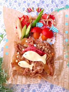 簡単時短★牛丼 おさかなさん弁当-レシピのメイン写真