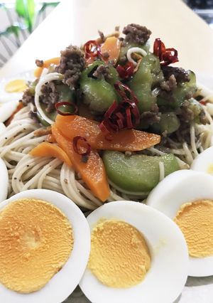 松茸風味の茄子のそうめんチャンプルー。-レシピのメイン写真