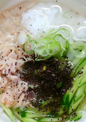 簡単朝食♪ツナとキュウリ ゆかり冷や汁♡-レシピのメイン写真