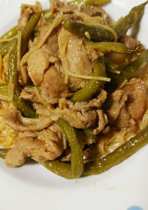 インゲンと豚こまの麺煮☆彡-レシピのメイン写真