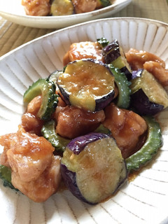 茄子 ゴーヤ 鶏肉の甘酢餡-レシピのメイン写真