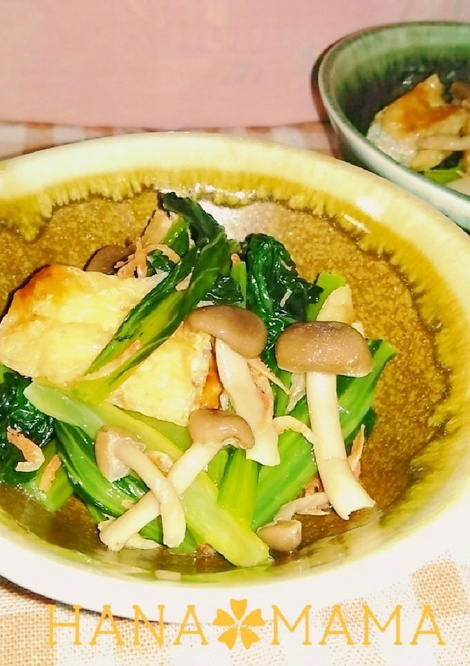 小松菜とアミエビで♡お揚げの煮物-レシピのメイン写真