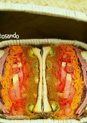 赤サンドイッチお弁当⭕️ボリュームサンド-レシピのメイン写真