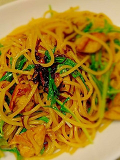 水菜と鶏肉の和風パスタ-レシピのメイン写真