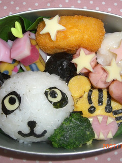 パンダちゃん&トラくん弁当★キャラ弁-レシピのメイン写真