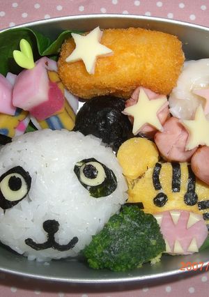 パンダちゃん＆トラくん弁当★キャラ弁-レシピのメイン写真