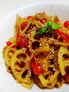 蓮根とパプリカのチャチャっとカレー金平♪-レシピのメイン写真