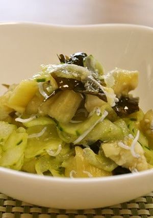 ナスときゅうりとわかめとしらすの酢の物-レシピのメイン写真