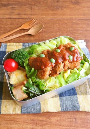 お弁当のごはんに”デミカツ丼”-レシピのメイン写真