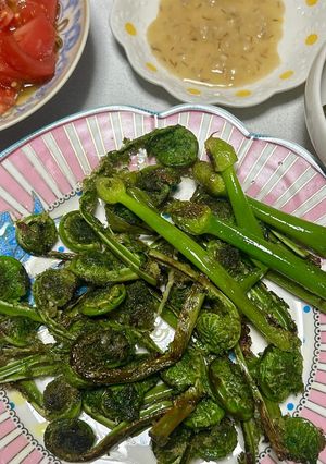 こごみとねぎ坊主の揚げ焼き-レシピのメイン写真