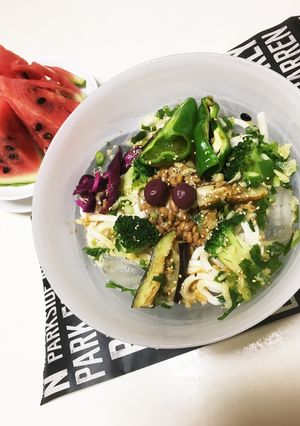 夏野菜☆冷やし納豆うどん♩-レシピのメイン写真