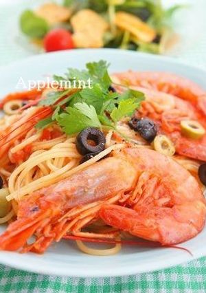 地中海風有頭海老のトマトクリームパスタ-レシピのメイン写真