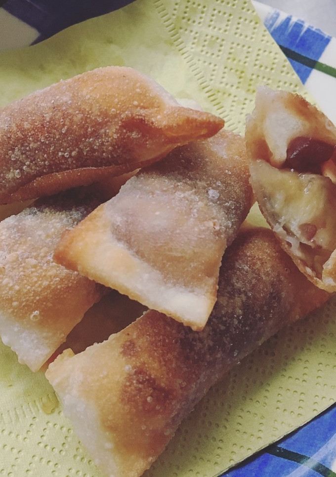 餃子の皮で！小豆とバナナの揚げ春巻き-レシピのメイン写真