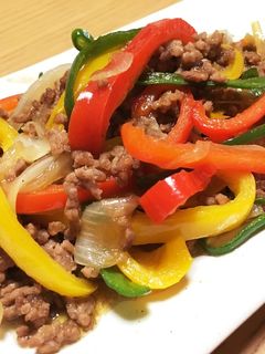 時短!10分でピーマンとひき肉の炒め物-レシピのメイン写真