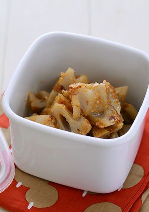 乱切りれんこんのみそおかからー油-レシピのメイン写真