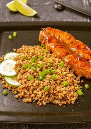 そばの実と鮭の照り焼き-レシピのメイン写真