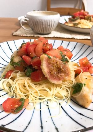 トマトとバジルのいちぢく冷静パスタ-レシピのメイン写真