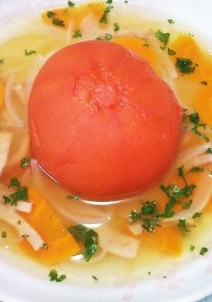 簡単！まるごとトマトのどんぶらこ♪スープ-レシピのメイン写真