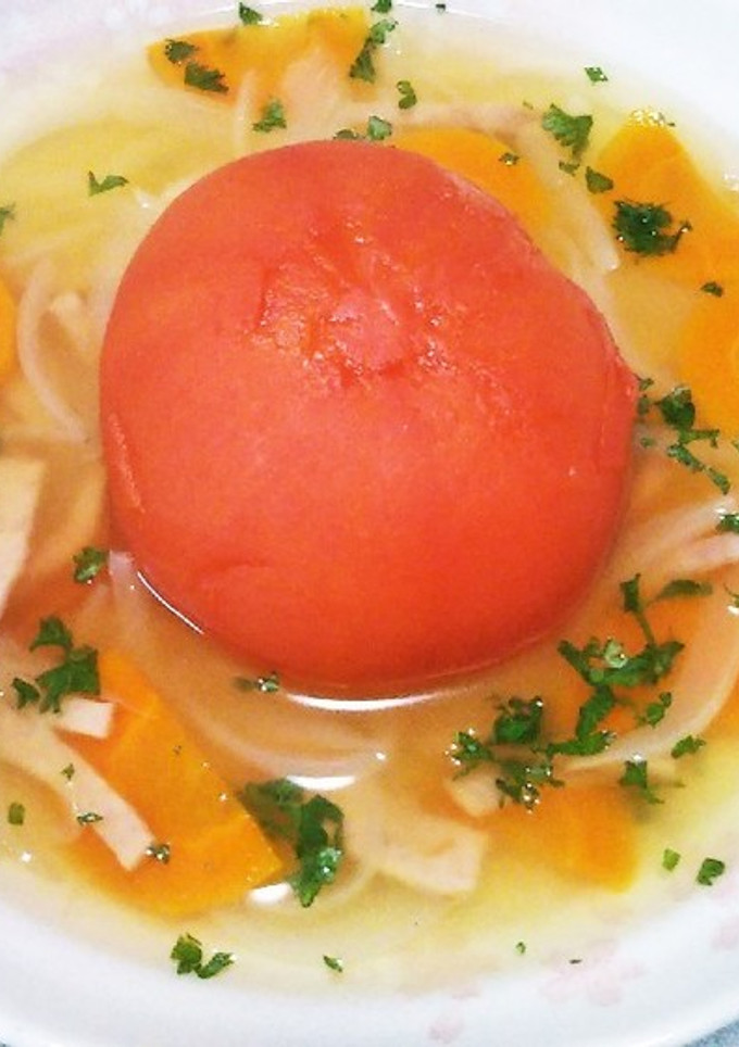 簡単！まるごとトマトのどんぶらこ♪スープ-レシピのメイン写真