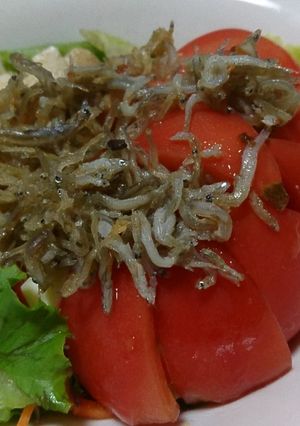 トマトと豆腐にカリカリシラス乗せサラダ-レシピのメイン写真