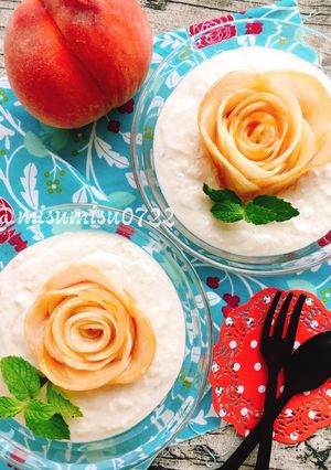 桃ローズで華やか桃とカムカムのヨーグルト-レシピのメイン写真