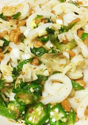 糖質制限　納豆とオクラの蒟蒻うどん-レシピのメイン写真