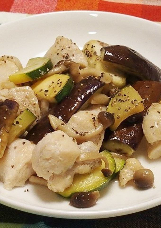 鶏むね肉と夏野菜の味ぽん炒め-レシピのメイン写真