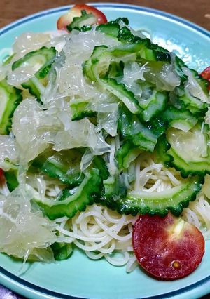 俺流!ゴーヤとグレフルの冷製パスタ-レシピのメイン写真