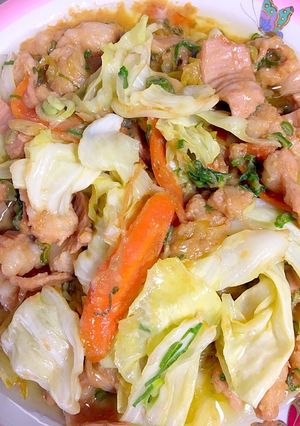 簡単な油不要な味噌ホルモンとキャベツ炒め-レシピのメイン写真