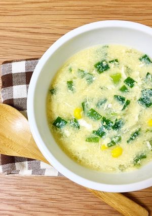 コーン入りニラ玉中華スープ-レシピのメイン写真
