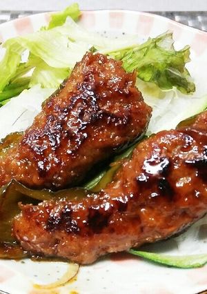 甘辛だれで☆万願寺とうがらしの肉詰め-レシピのメイン写真