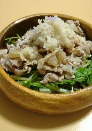 ゆで豚とみず菜のおろしサラダ-レシピのメイン写真