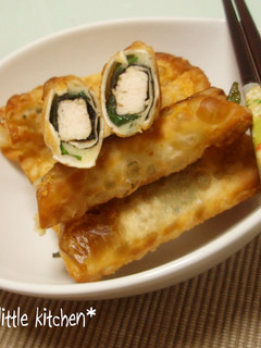 鶏肉、チーズ、しその葉の餃子の皮巻き-レシピのメイン写真