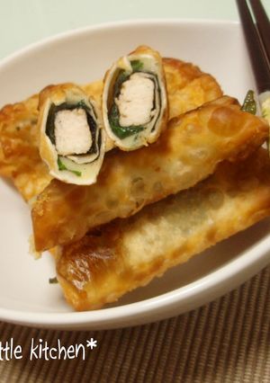 鶏肉、チーズ、しその葉の餃子の皮巻き-レシピのメイン写真
