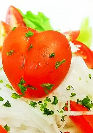 ♪簡単　ミニトマトで可愛いハートのサラダ-レシピのメイン写真