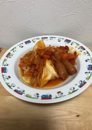 キャベツとウィンナーのトマト煮込み-レシピのメイン写真