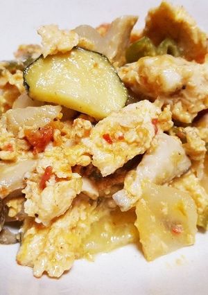 夏野菜たっぷりスクランブルエッグ-レシピのメイン写真