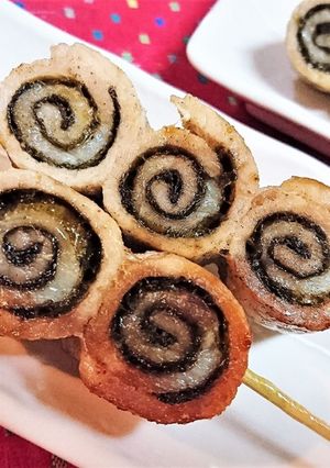 お弁当にも★かわいい【クルクル磯辺豚串】-レシピのメイン写真