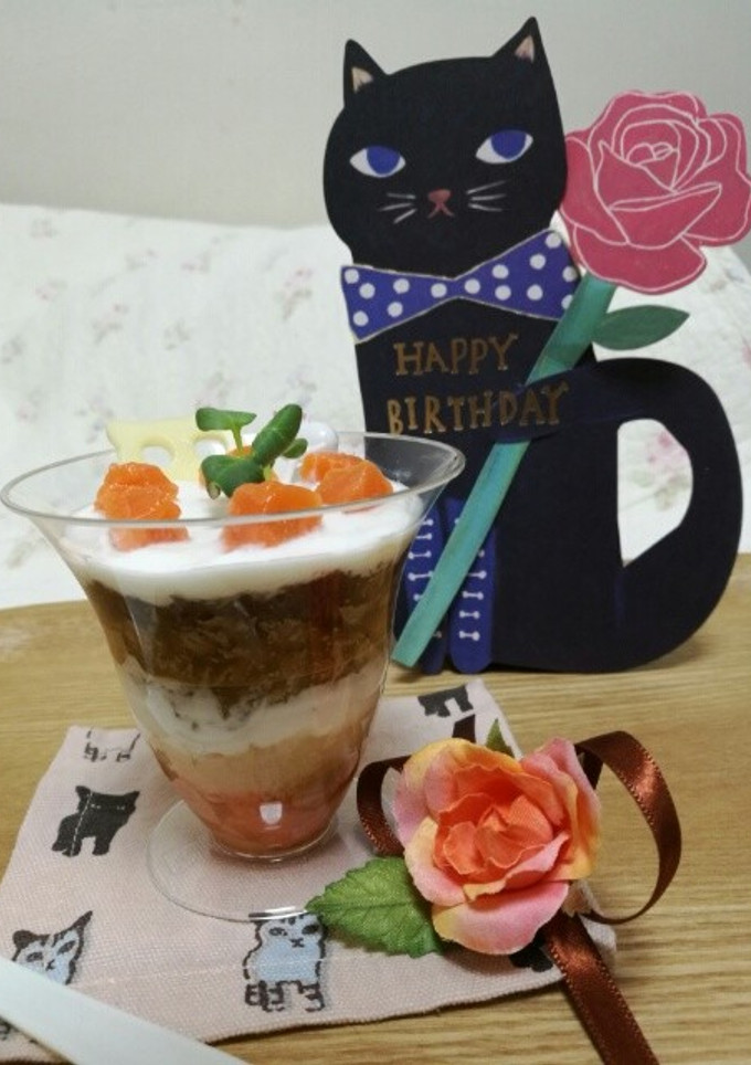 猫缶で作る猫用パフェ☆猫ケーキ☆誕生日♪-レシピのメイン写真