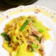 そうめんカボチャとハムの炒め物