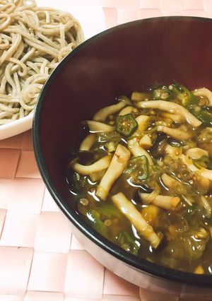 きのこオクラつけ蕎麦-レシピのメイン写真
