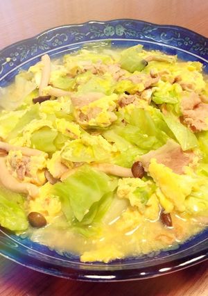 キャベツと豚肉の白だし卵とじ-レシピのメイン写真
