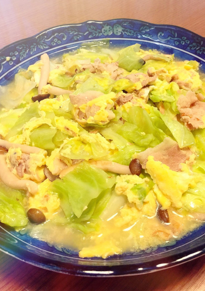 キャベツと豚肉の白だし卵とじ-レシピのメイン写真