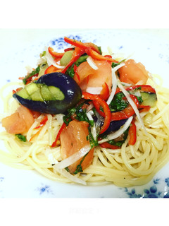 トマトとナス 夏野菜 冷製パスタ-レシピのメイン写真
