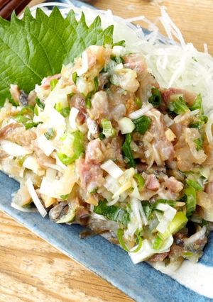 やみつき！オクラとミョウガのなめろう-レシピのメイン写真