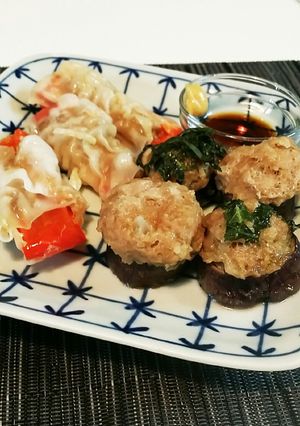 茄子とパプリカのレンチンだが本格派焼売-レシピのメイン写真