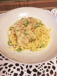 鮭フレークと冷凍枝豆のパスタ-レシピのメイン写真