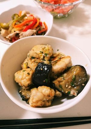 鶏むね肉と茄子の大葉ねぎダレ和え-レシピのメイン写真